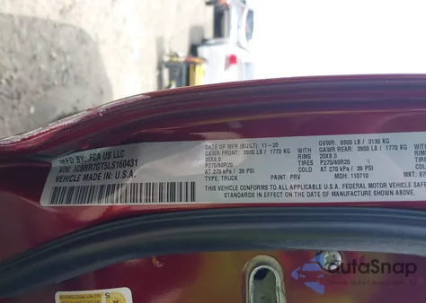 2020 Ram 1500 Classic Warlock 4X4 6'4 Box from USA, damaged, VIN 1C6RR7GT5LS160431